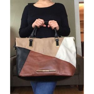 Colorblock Leather Steve Madden Large Tote